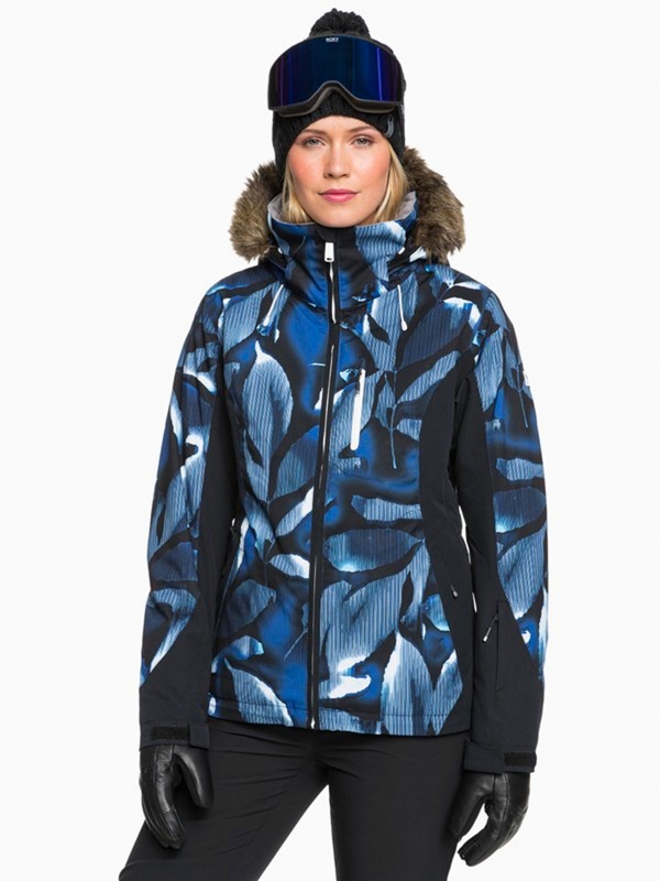 Roxy JET SKI MAZARINE BLUE STRIPED LEAVES dámská zimní bunda - XS