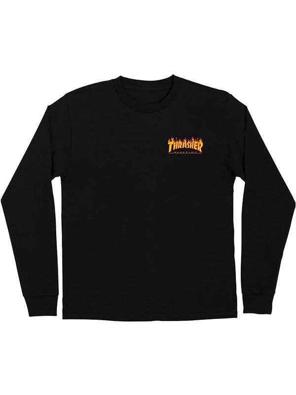Santa Cruz Thrasher Flame Dot black pánské tričko dlouhý rukáv - M černá